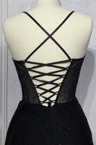 Sheer Corset Dress w/ Laced Back & Sexy Leg Slit Gown-smcdress