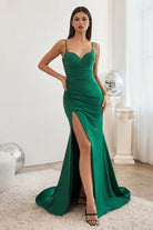 Stretch satin gown, fitted-smcdress