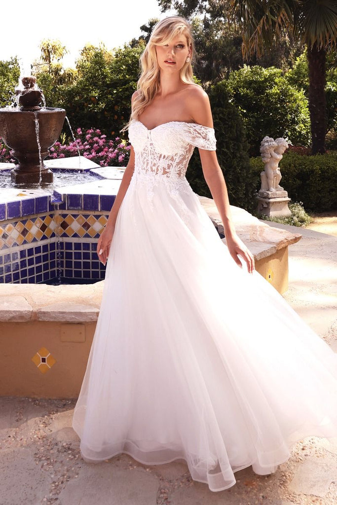 Off-the-shoulder bridal gown-smcdress