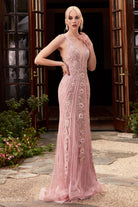 Beaded & Lace Dress - Pastel Column-smcdress