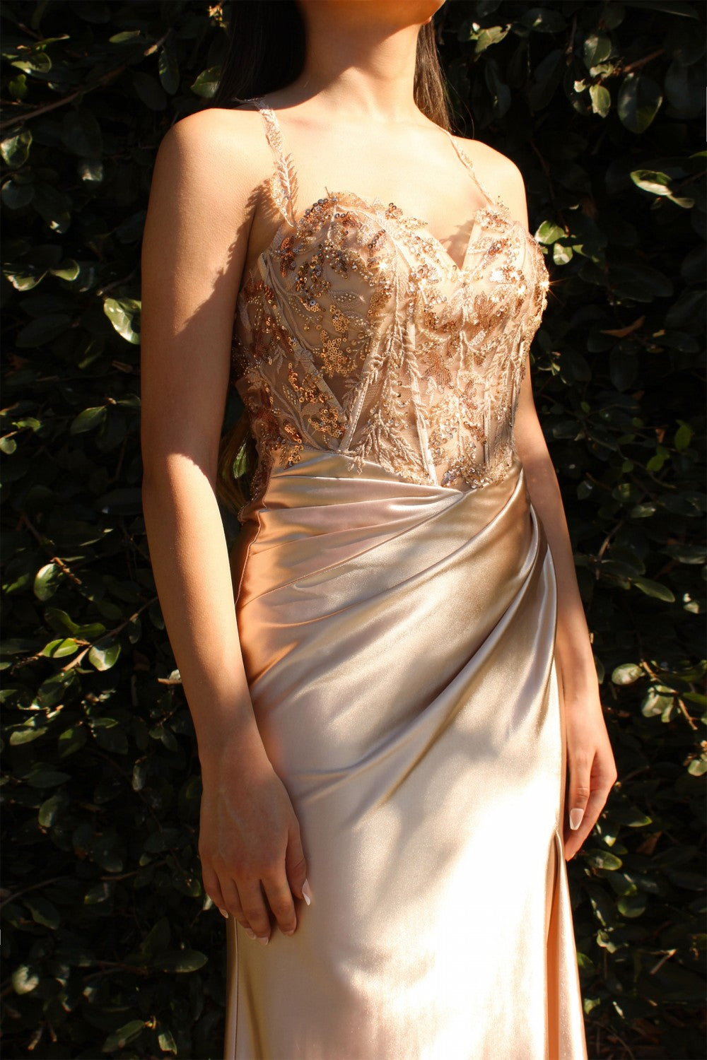 fitted gold sequin gown-smcdress