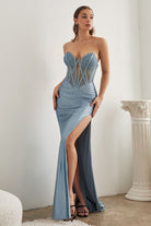 Strapless corset gown w/ hot stones-smcdress
