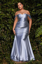 SATIN STRAPLESS FITTED GOWN-smcdress