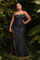 A-symmetrical, sequin-embellished gown with strapless, curvy fit-smcdress