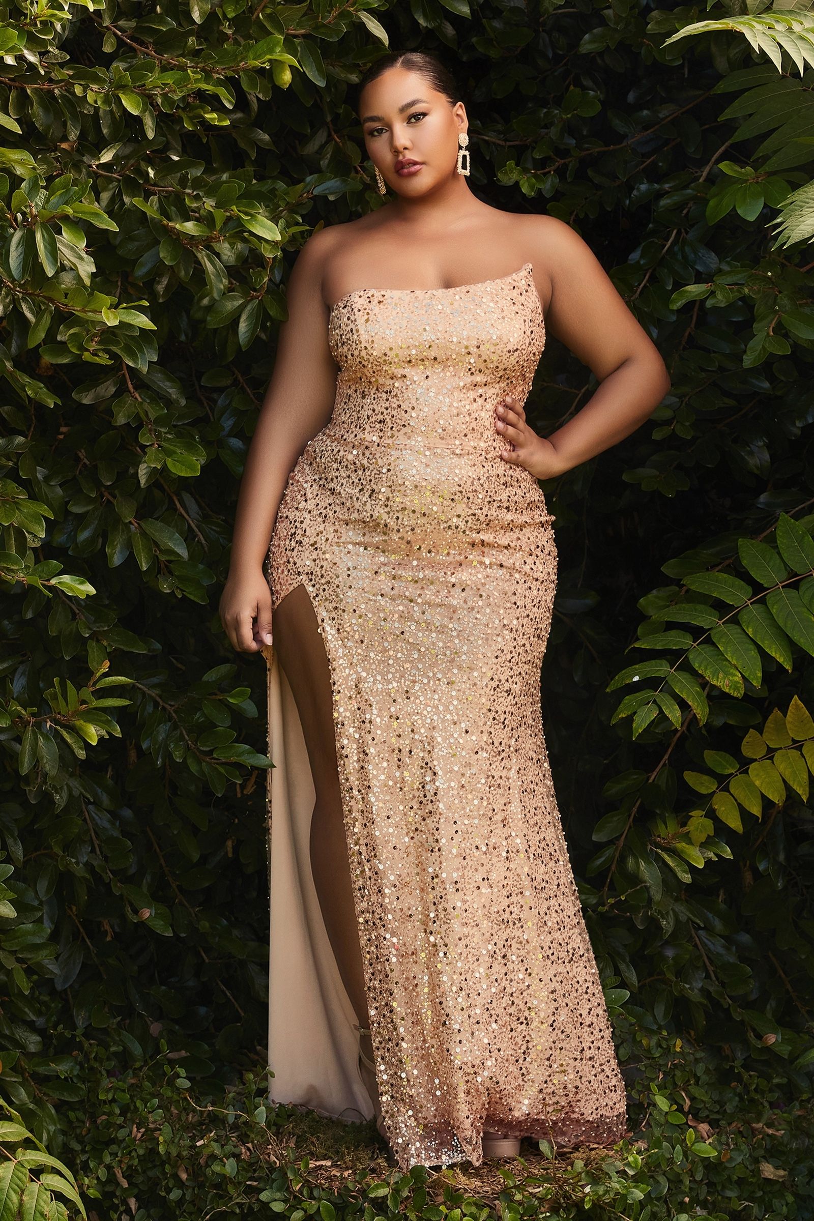 A-symmetrical, sequin-embellished gown with strapless, curvy fit-smcdress