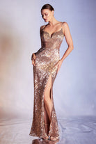 Iridescent sequin gown, fitted-smcdress