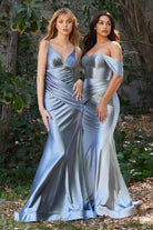 Strapless, fitted gown in satin-smcdress