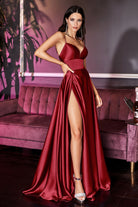 A-line satin gown-smcdress
