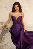 A-line satin gown-smcdress