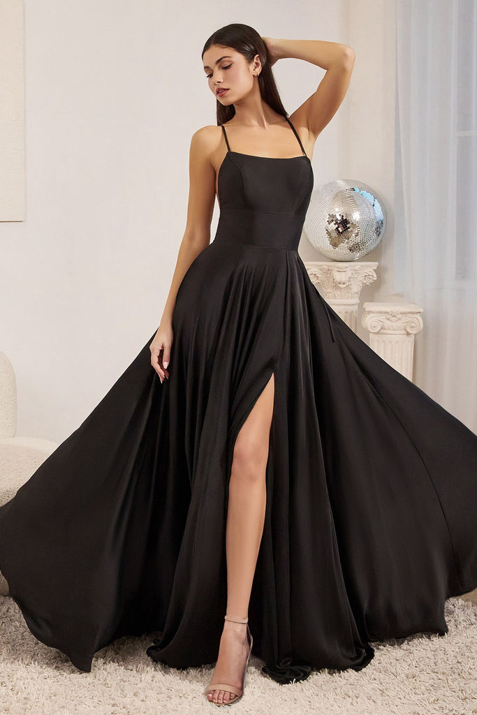 A-line Dress with Lace-Up Back-smcdress