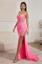 Fitted Gown w/ Neon Sequins-smcdress