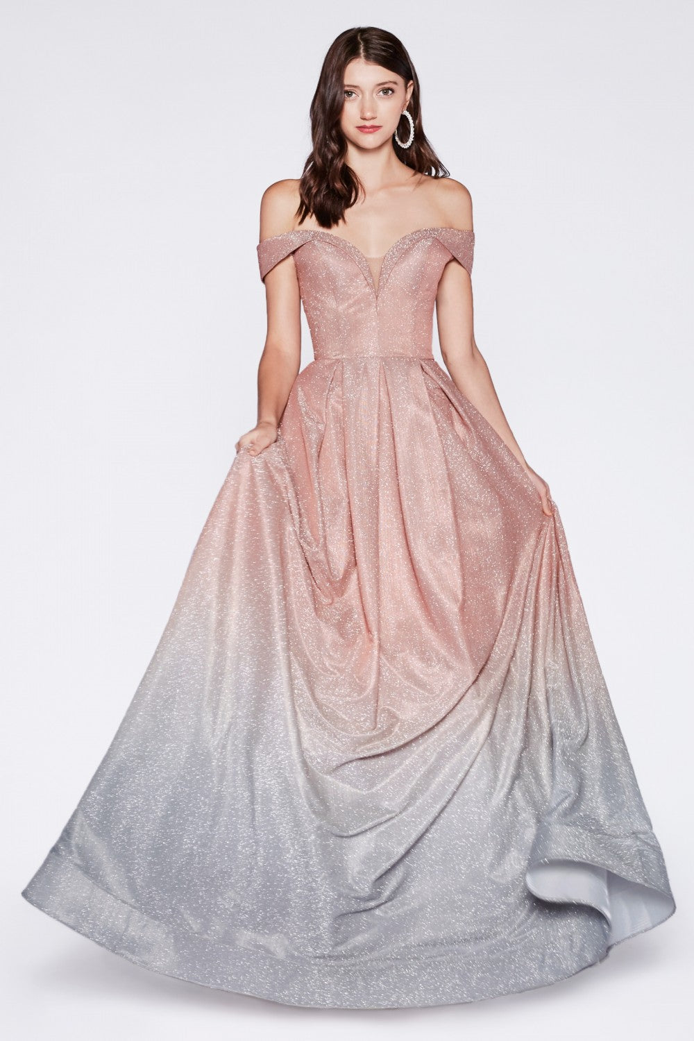 Gradient A-line Glitter Prom Ball gown-smcdress