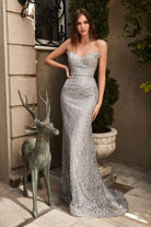 FITTED STRAPLESS GLITTER GOWN-smcdress