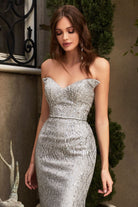 FITTED STRAPLESS GLITTER GOWN-smcdress