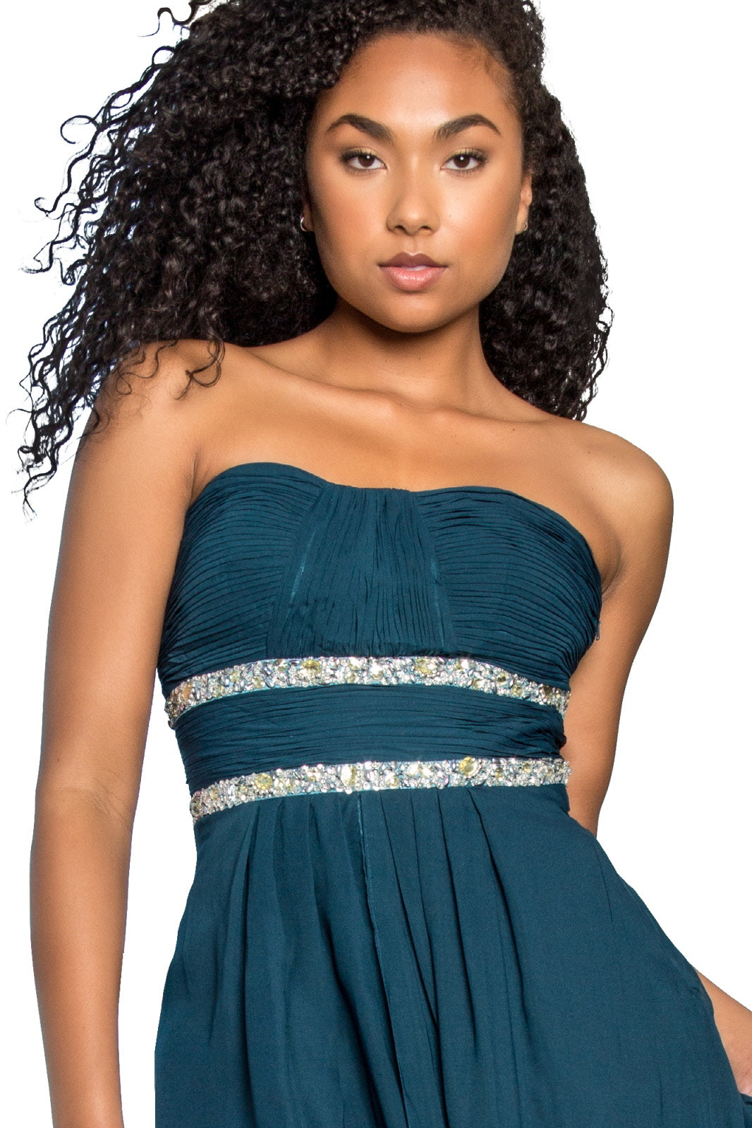 Strapless Chiffon Dress with Sequin Detailing-smcdress