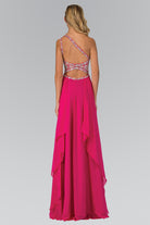 One Shoulder Dress with Bead and Jewel Embellished Bodice-smcdress