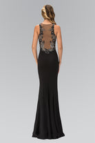Floor Length Rome Jersey Dress with Jewel Emblished Neckline-smcdress