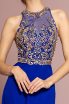Jewel and Bead Embellished Long Dress-smcdress
