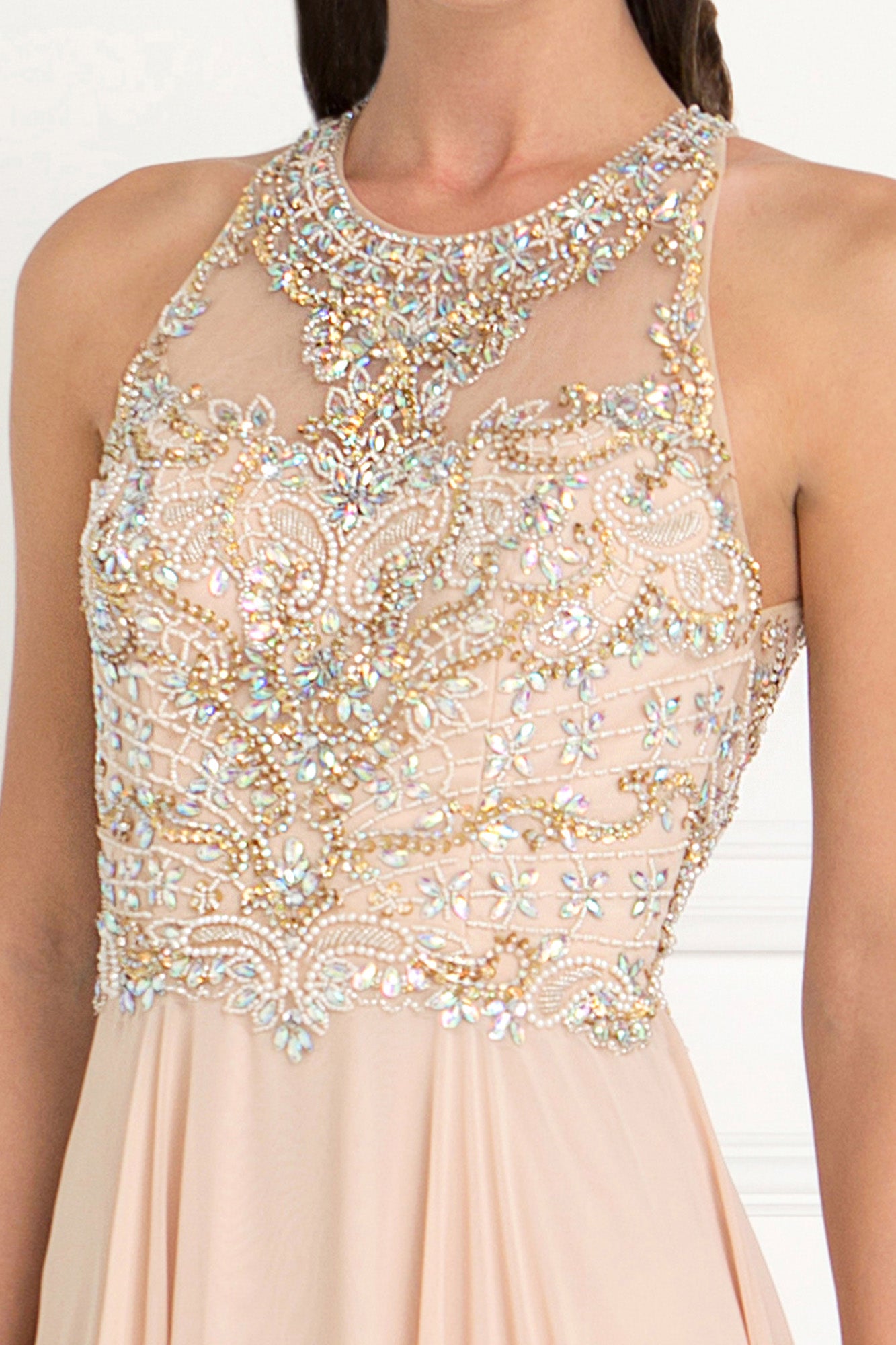 Chiffon A-Line Long Dress with Beads-smcdress