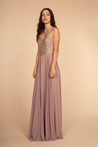 Chiffon Long Dress with Jewels Embellished-smcdress