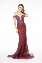 Jewel Embellished Bodice Glitter Long Dress-smcdress