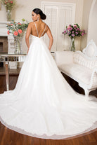 Embroidered Bodice Sweethearted Glitter Mesh Wedding Gown-smcdress