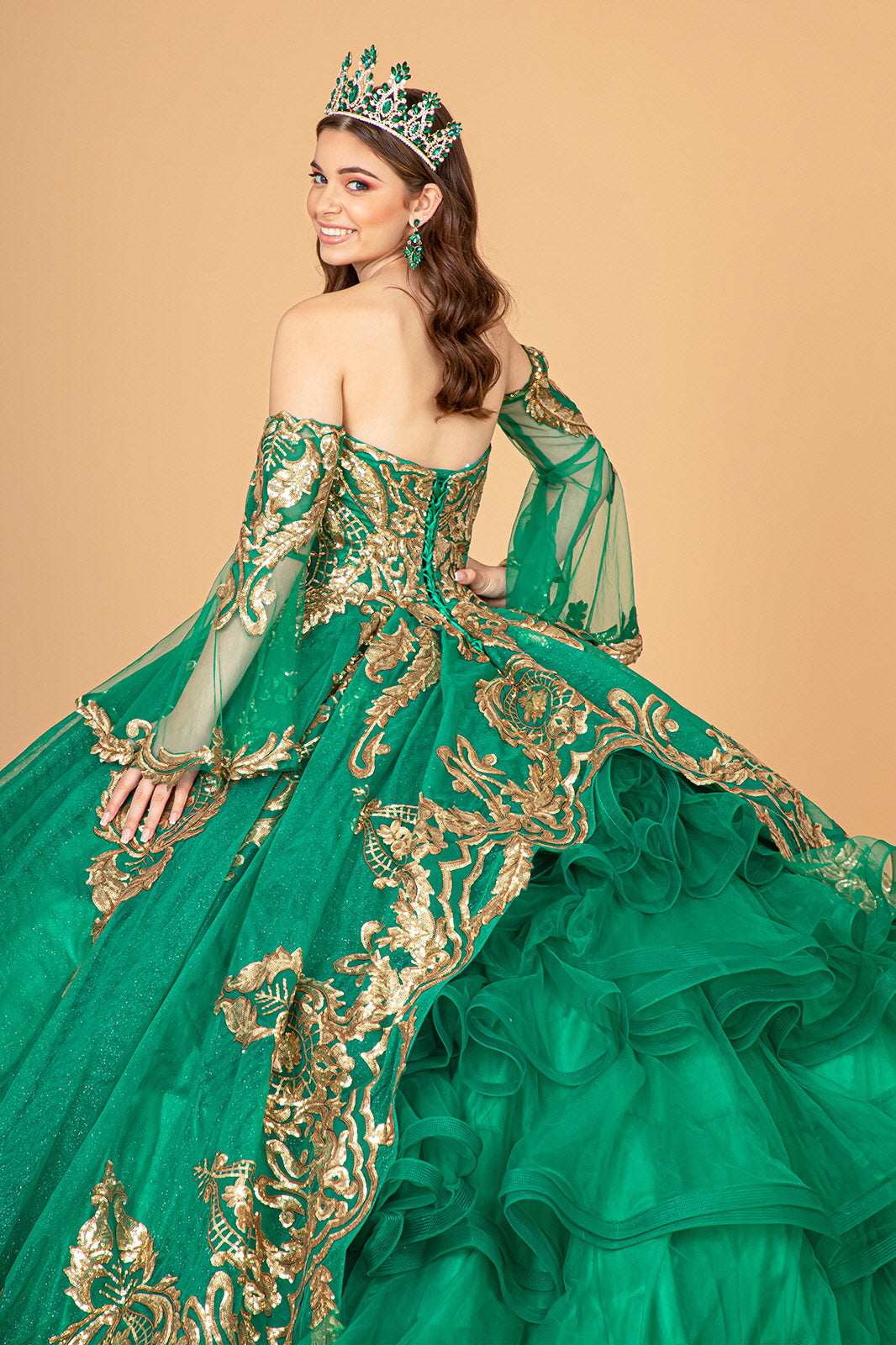 Sequin Embellished Glitter Mesh Quinceanera Dress-smcdress