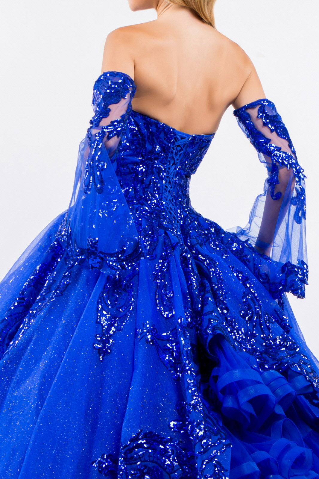 Sequin Embellished Glitter Mesh Quinceanera Dress-smcdress