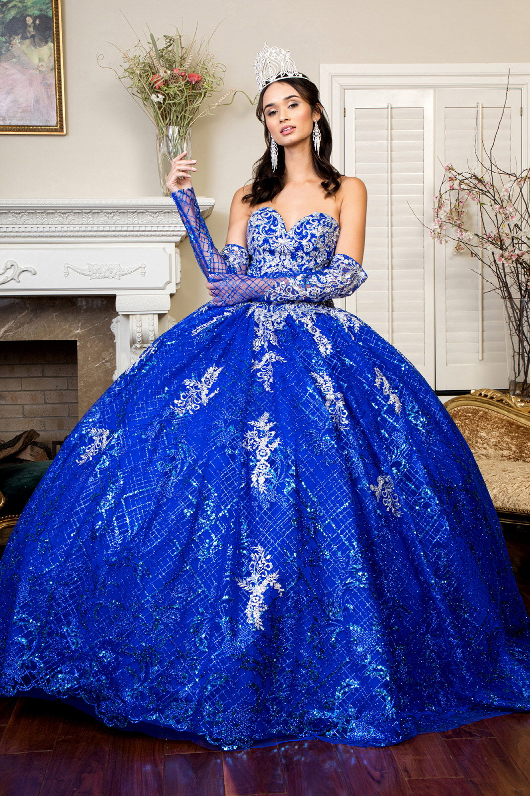 Quinceanera Dress With Detached Long Sleeve XS BABY BLUE