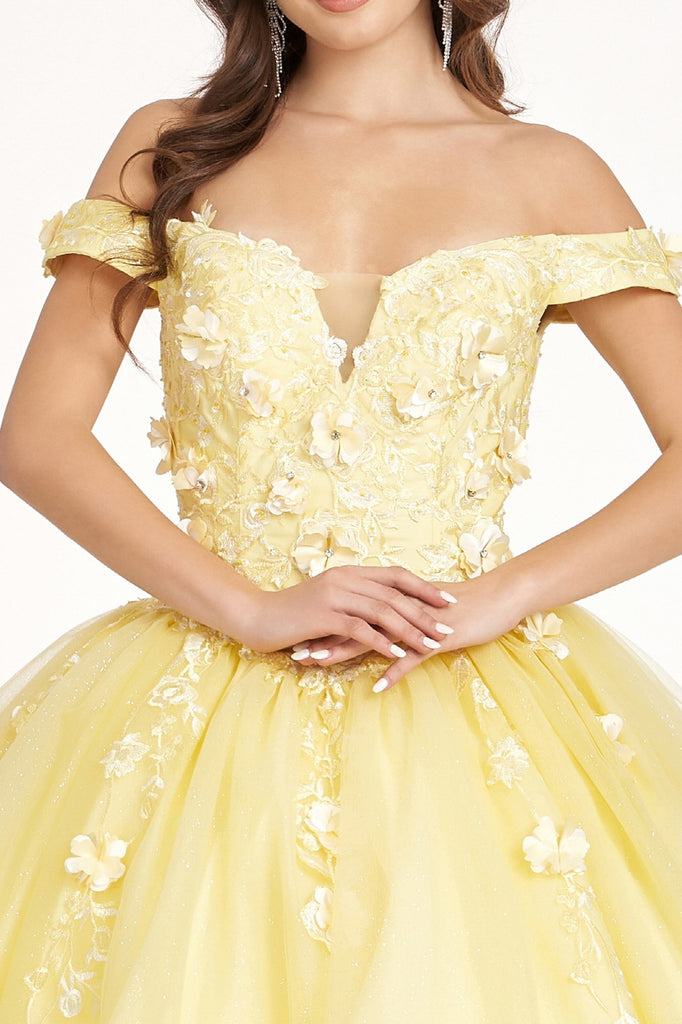Embellished Glitter-Mesh Cut-Away Shoulder Quinceanera Dress-smcdress