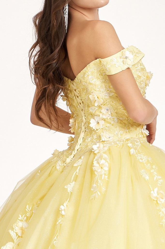 Embellished Glitter-Mesh Cut-Away Shoulder Quinceanera Dress-smcdress