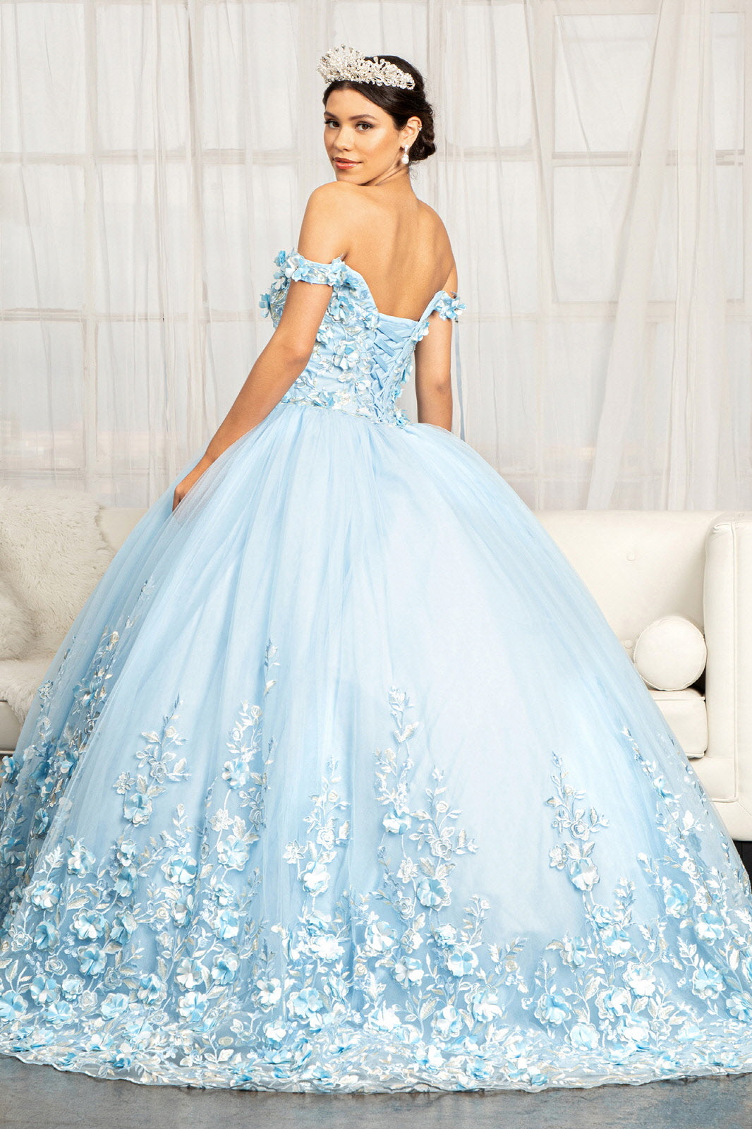 3D Floral Applique Embellished Quinceanera Dress-smcdress