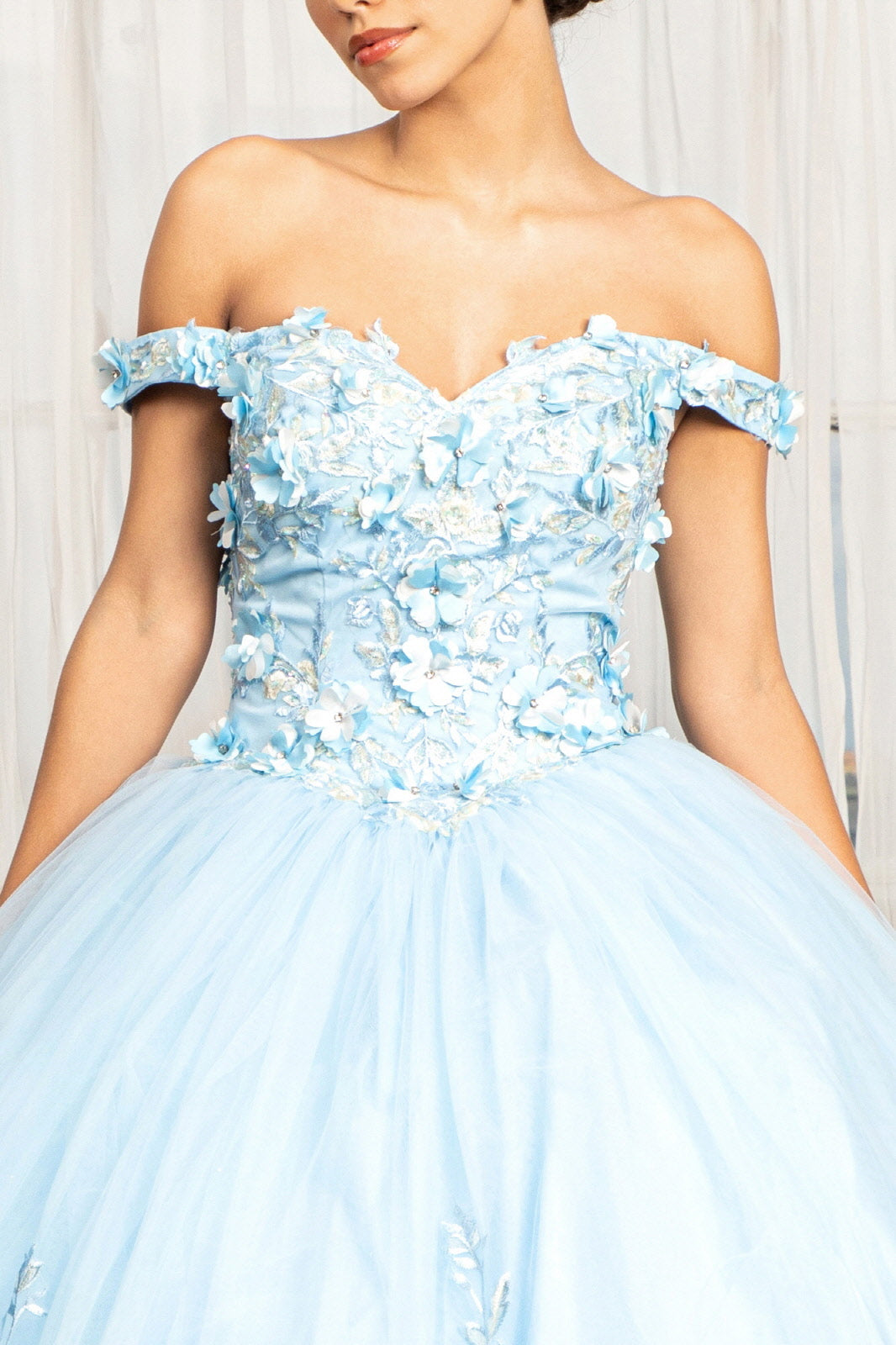 3D Floral Applique Embellished Quinceanera Dress-smcdress