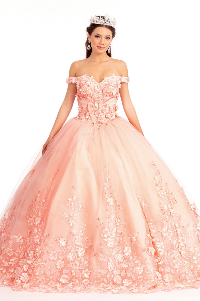 3D Floral Applique Embellished Quinceanera Dress-smcdress