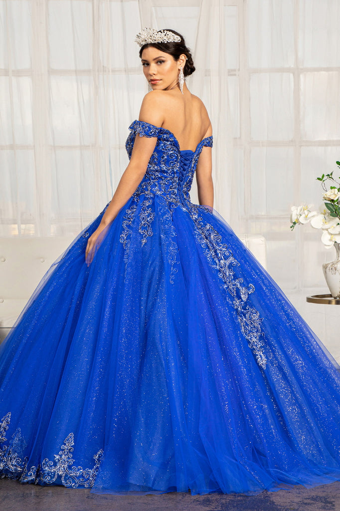 Embroider Embellished Sweetheart Glitter Mesh Quinceanera Dress-smcdress
