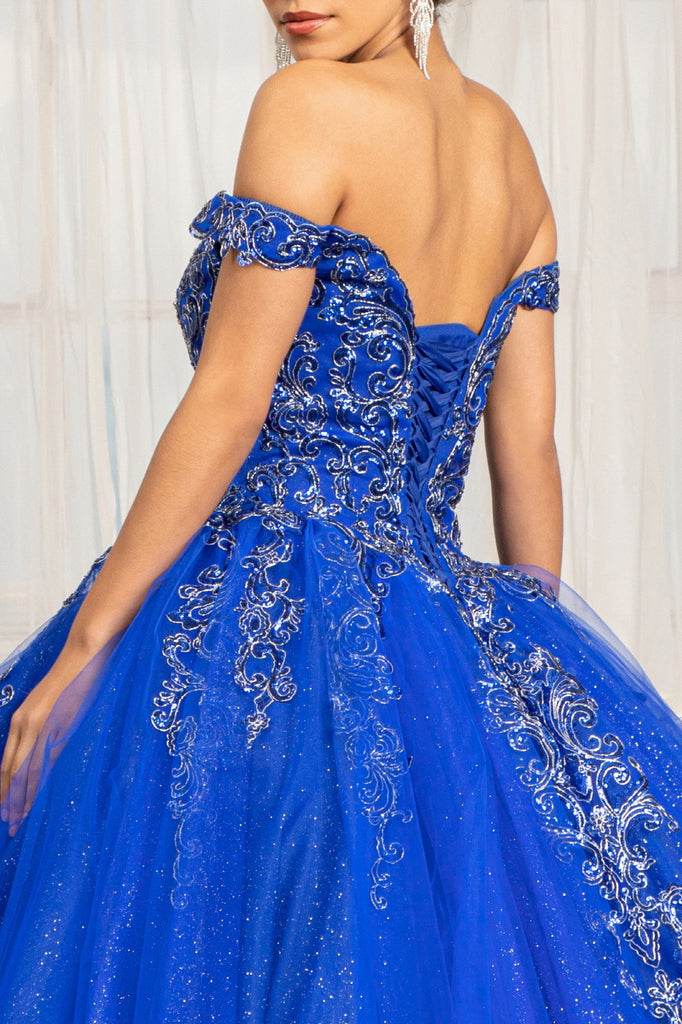 Embroider Embellished Sweetheart Glitter Mesh Quinceanera Dress-smcdress