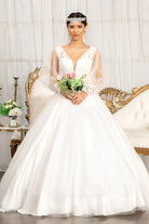 Beads Embellished Wedding Gown with Sheer Back-smcdress