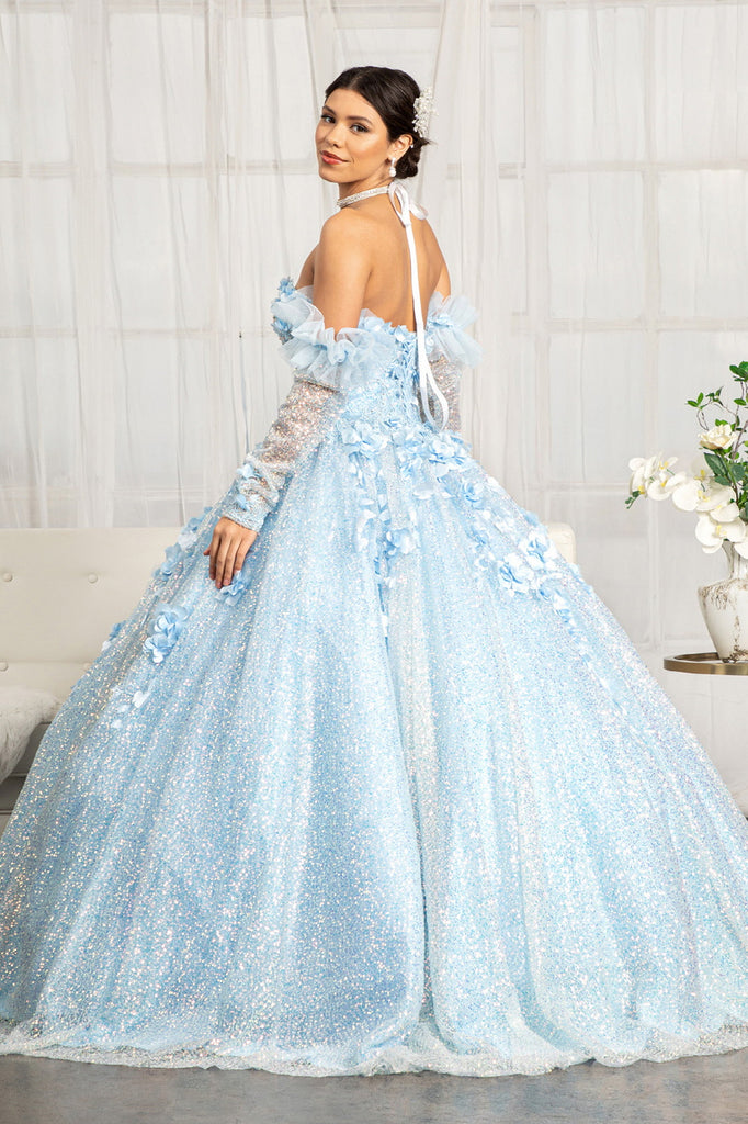 3D Floral Applique Sequin Quinceanera Dress-smcdress