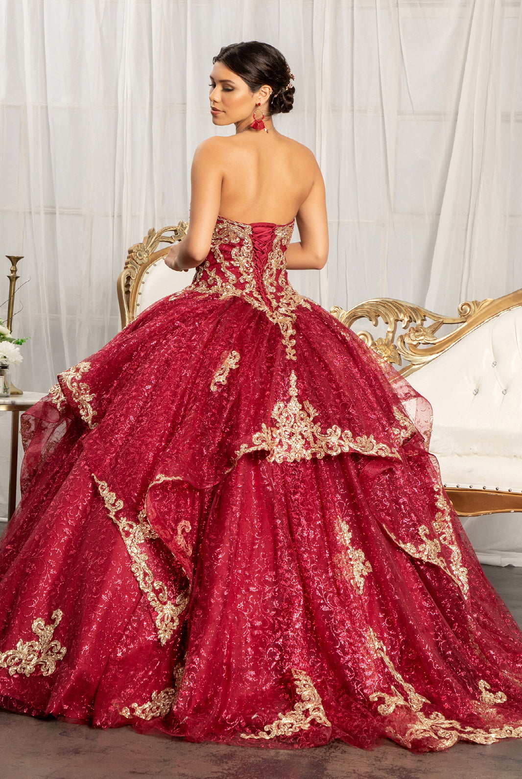 Sequin Pattern and Jewel Embellished Quinceanera Dress-smcdress