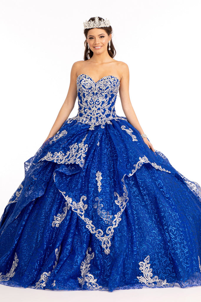 Sequin Pattern and Jewel Embellished Quinceanera Dress-smcdress