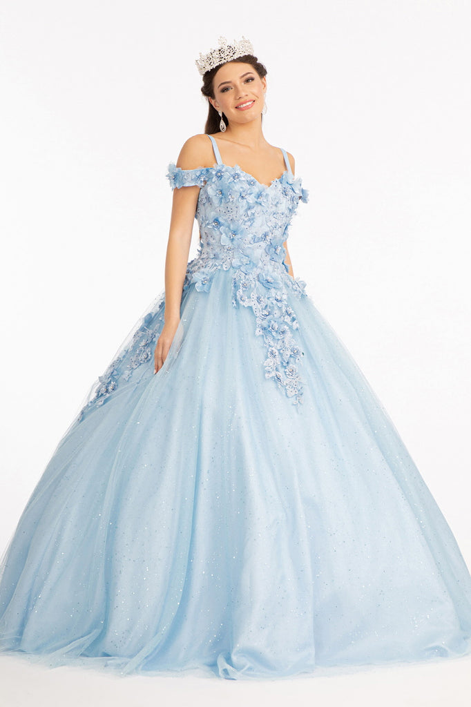 Floral Applique Embellished Sweetheart Quinceanera Dress-smcdress