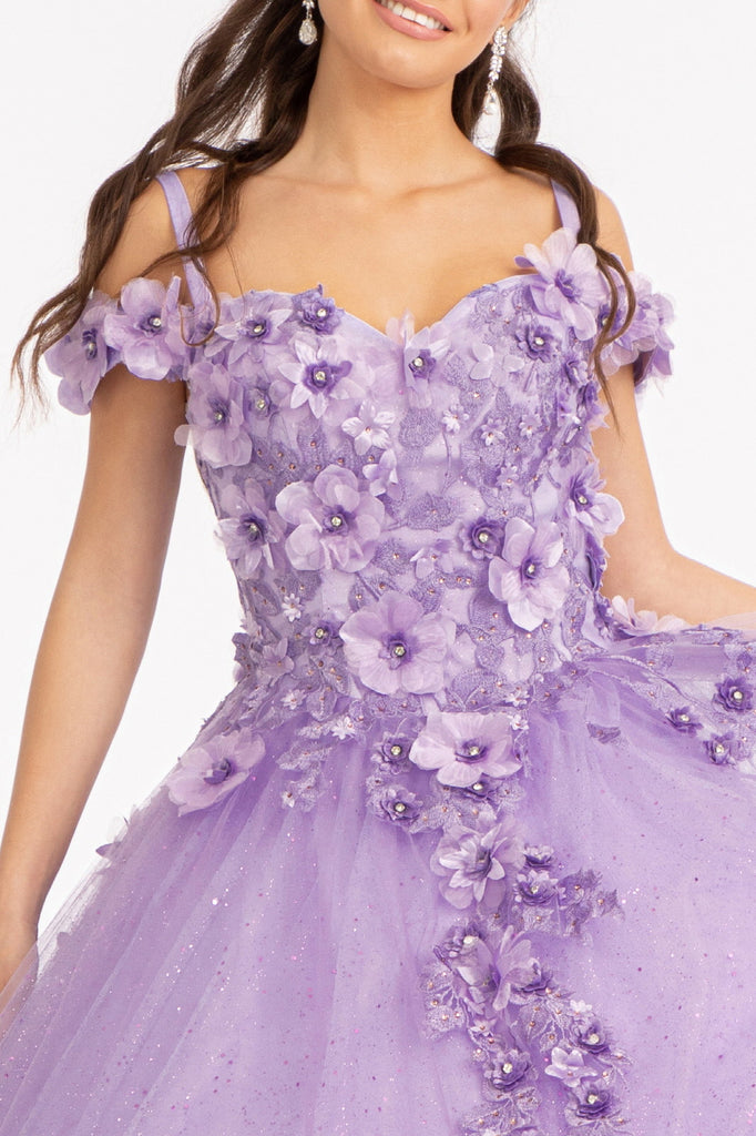 Floral Applique Embellished Sweetheart Quinceanera Dress-smcdress