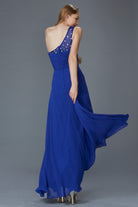 One Shoulder Floor Length Dress with Jewel Embellished Bodice-smcdress