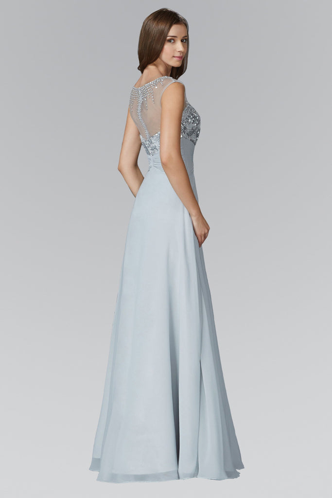 Sequin Embellished Chiffon Long Dress-smcdress