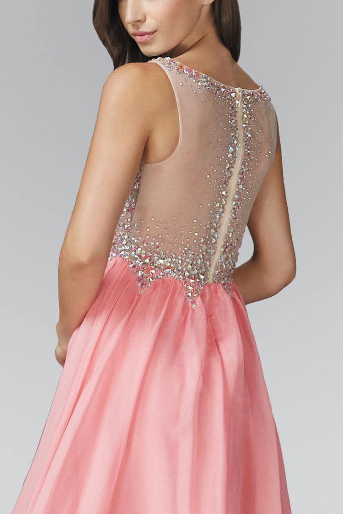 Dress with Sequin Embellished Sheer Bodice and Corset Back-smcdress