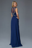 Sleeveless Chiffon Floor Length Dress with Jewel Embellished Bodice and Back-smcdress