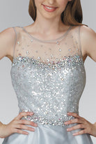 Dress with Sequin Embellished Sheer Bodice and back-smcdress