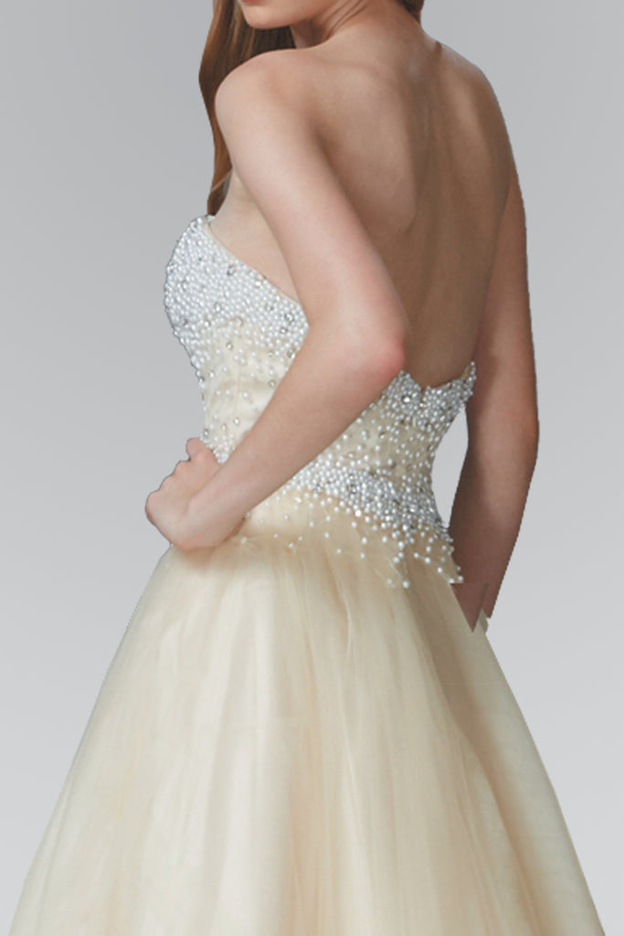 Strapless Sweetheart A-Line Tulle Long Dress-smcdress