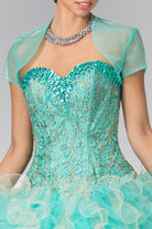 Beads Embellished Quinceneara Dress with Bolero-smcdress