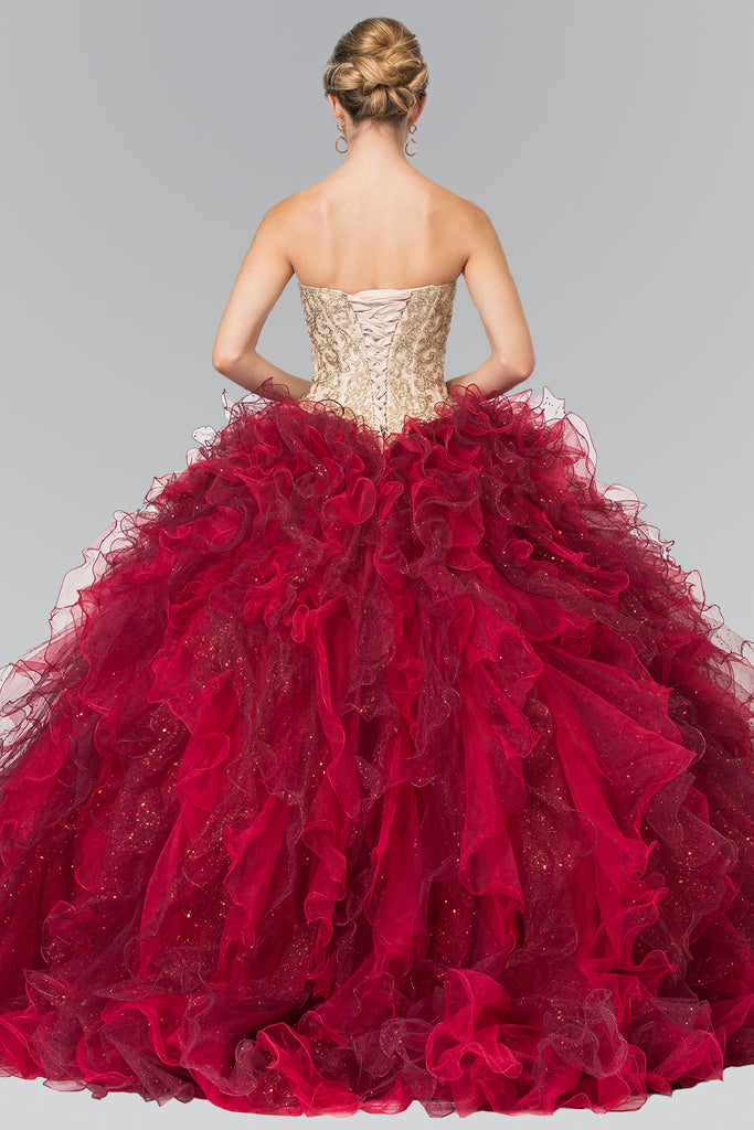 Tulle Ruffled Quinceanera Dress with Bolero-smcdress